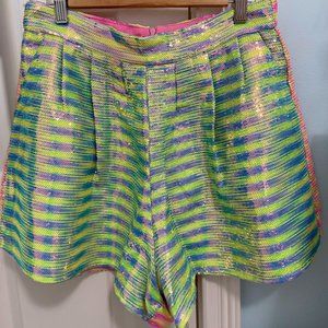 NEON SEQUIN STRIPE SHORTS - Queen of Sparkles